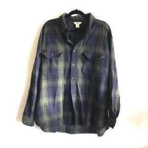 Woolrich blue and green plaid flannel long sleeve